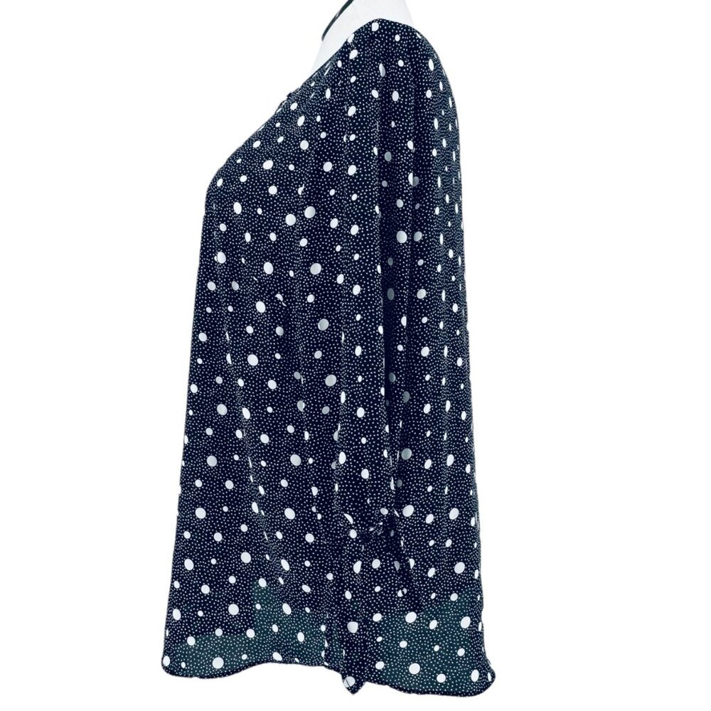 Talbots Plus Top Womens 2X Black White Polka Dot 3/4 Tie Sleeves EUC - Picture 5 of 9